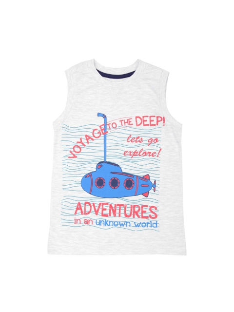 

Cherokee Boys Grey & Blue Printed Round Neck T-shirt