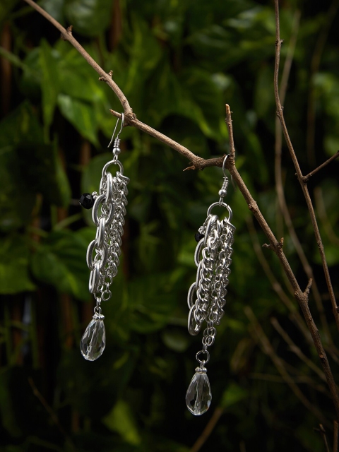 

ZeroKaata Silver Plated Handcrafted Contemporary Drop Earrings