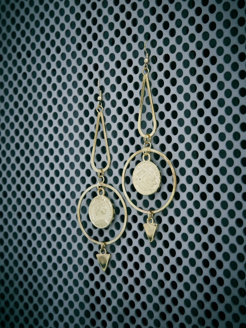 ZeroKaata Gold-Plated Geometric Drop Earrings