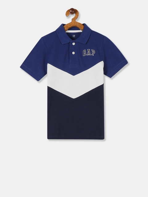 

GAP Boys Navy Blue & White Colour Block Pique Polo Shirt