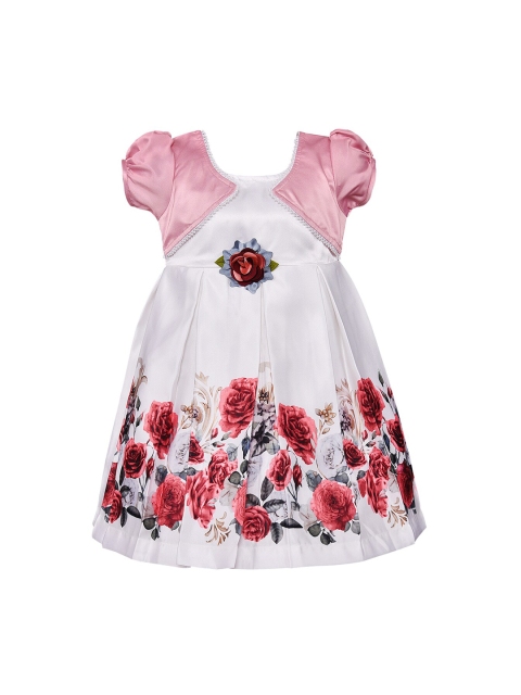 Wish Karo Girls White Printed A-Line Dress