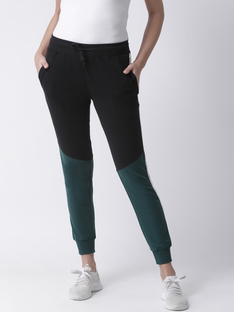 

Club York Women Black & Green Colourblocked Slim-Fit Jogger