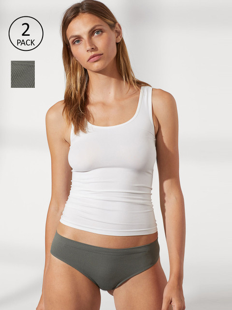 

H&M Women Grey 2-Pack Brazilian Briefs