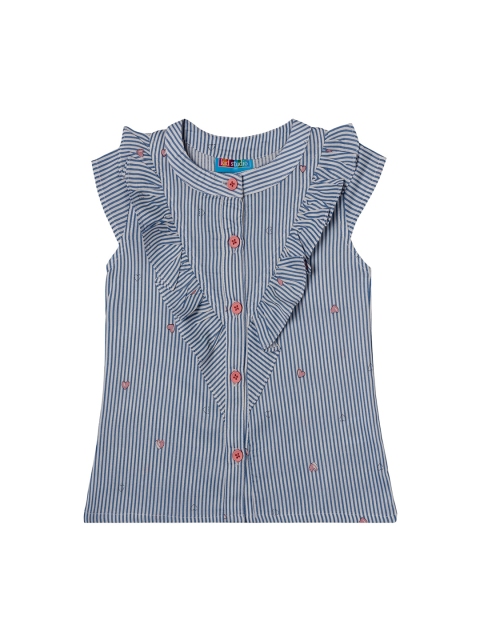 

Kid Studio Girls Blue Striped Shirt Style Top