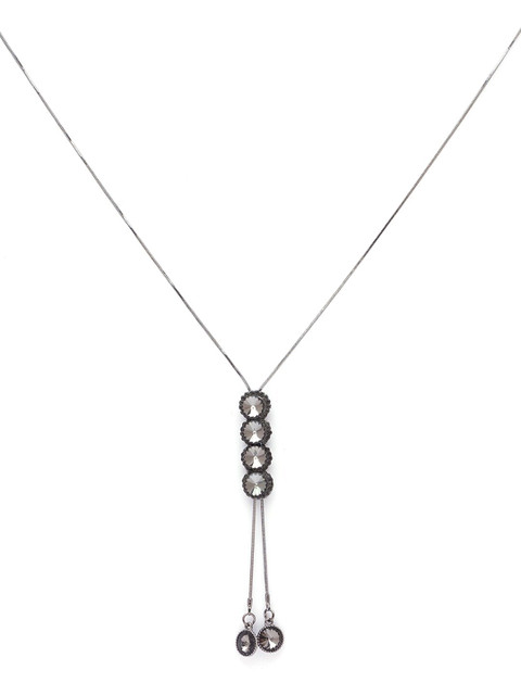 

Globus Gunmetal-Toned & Navy Blue Long Necklace, Metallic