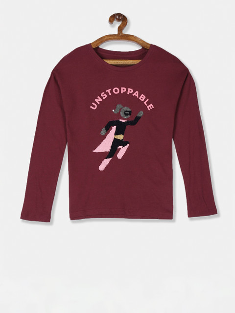 

GAP Girls Maroon Flippy Sequin T-Shirt