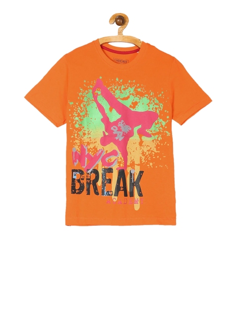 

Cherokee Boys Orange Printed Round Neck T-shirt