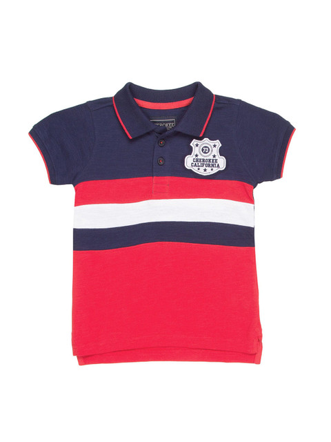 

Cherokee Boys Navy Blue Colourblocked Polo Collar T-shirt
