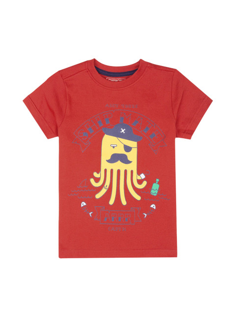 

Cherokee Boys Red & Yellow Printed Round Neck T-shirt
