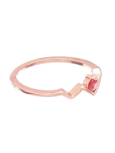 

Tistabene Rose Gold-Plated & Red Artificial Stone-Studded Sleek Rose Finger Ring