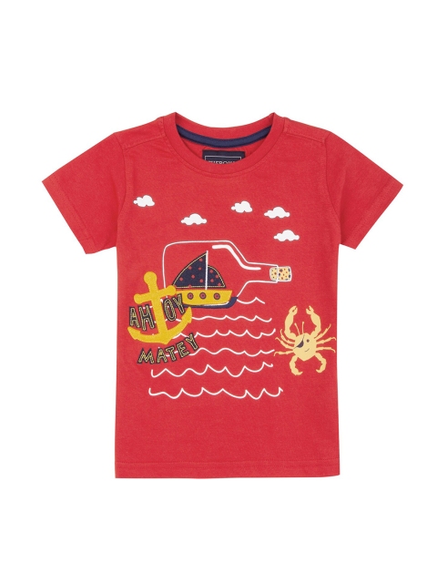 Cherokee Boys Red Printed Round Neck T-shirt