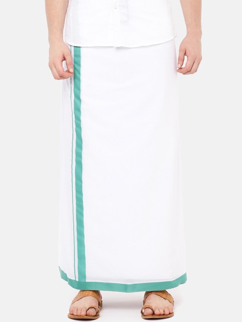 

RAMRAJ COTTON Men White Solid Dhoti