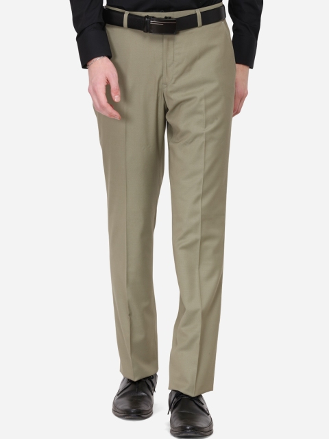 

JADE BLUE Men Green Regular Fit Solid Formal Trousers