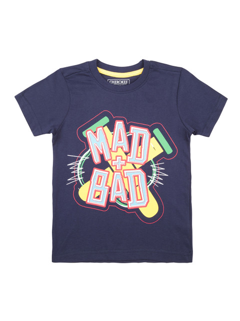 

Cherokee Boys Navy Blue Printed Round Neck T-shirt