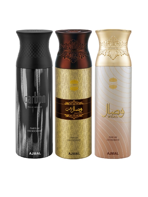 

Ajmal Unisex Set of Carbon, Wisal Dhahab & Wisal Deodorant - 200 ml each, Multi