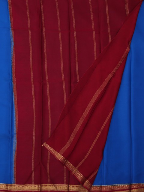 

Pothys Blue & Maroon Pure Silk Solid Mysore Silk Saree