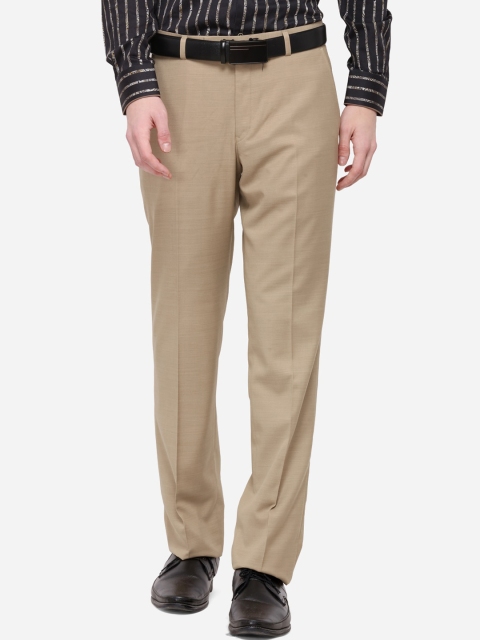 

JADE BLUE Men Khaki Regular Fit Solid Formal Trousers