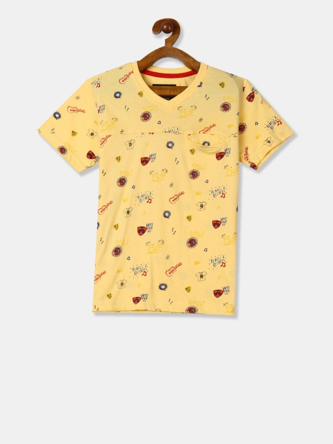 

Cherokee Boys Yellow Printed V-Neck T-shirt