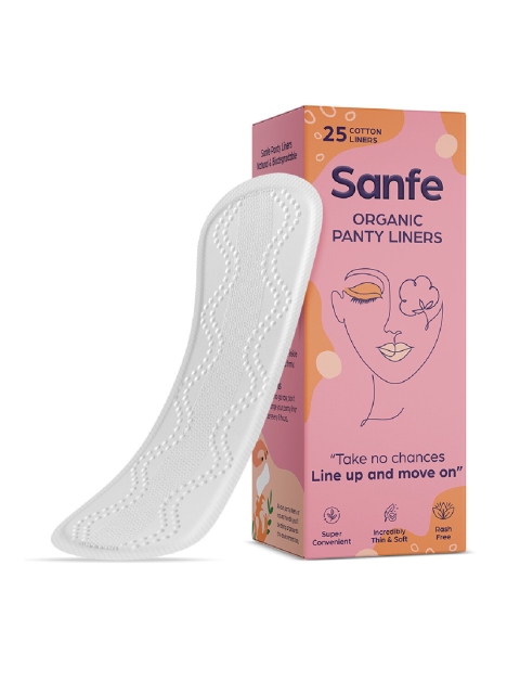 

Sanfe Set of 25 Organic Rash Free Panty Liners, White