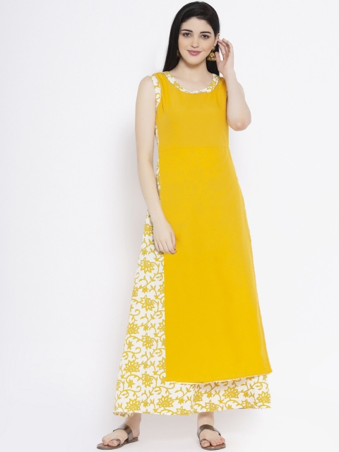 

studio rasa Women Yellow Printed Layered A-Line Kurta