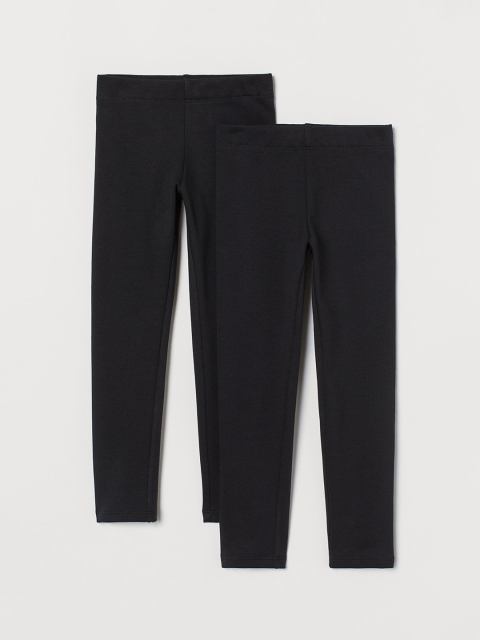 

H&M Girls Black Solid 2-Pack Sturdy Jersey Leggings