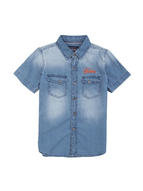 

Cherokee Boys Blue Regular Fit Faded Chambray Denim Casual Shirt