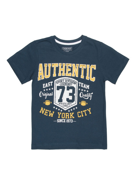

Cherokee Boys Blue & Yellow Printed Round Neck T-shirt