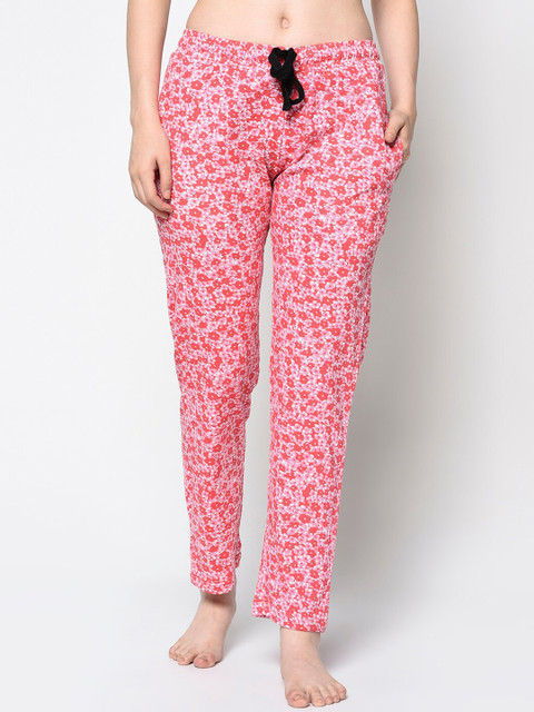 

ELEGANCE Women Pink & Coral Red Printed Lounge Pants WB4024
