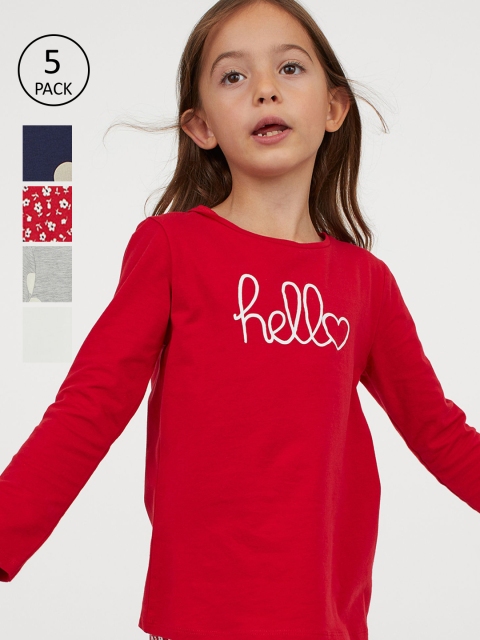 

H&M Girls Multicoloured 5-Pack Jersey Tops, Multi