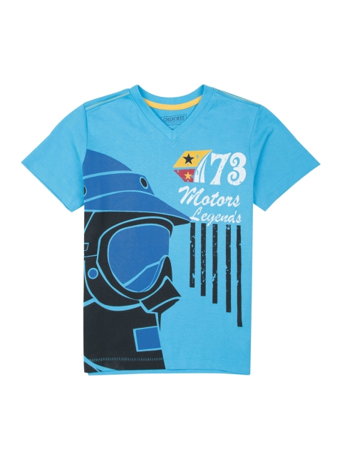 

Cherokee Boys Blue Printed V-Neck T-shirt
