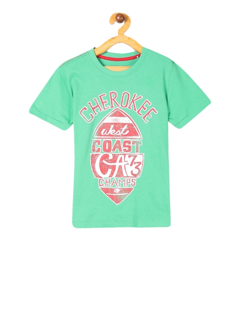 

Cherokee Boys Green Printed Round Neck T-shirt