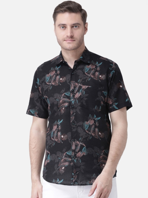 

Zeal Men Black & Pink Regular Fit Floral Printed Casual Shirt