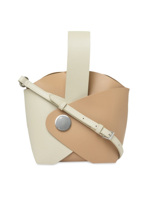 

CHARLES & KEITH Tan Brown & Off-White Colourblocked Tote Bag