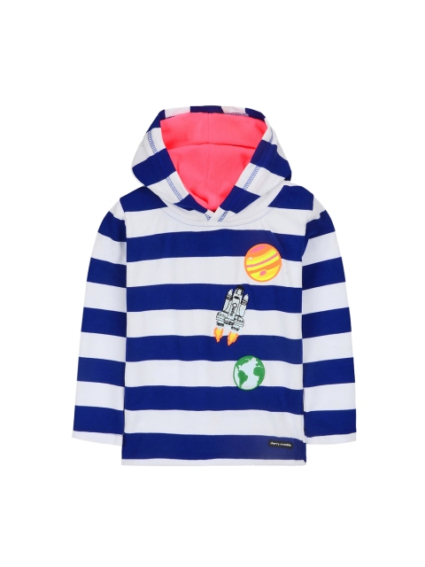 

Cherry Crumble Kids White & Blue Striped Hooded Sweatshirt