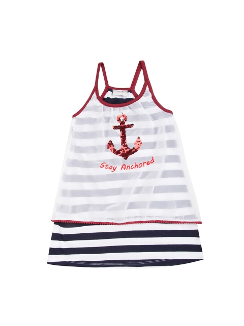 

Cherokee Girls's White & Red Sequinned Striped Tunic
