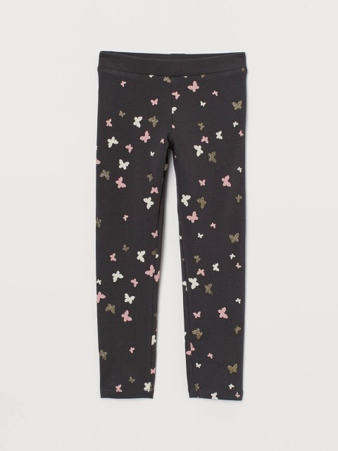 

H&M Girls Charcoal Grey & Gold Leggings With Brushed Inside