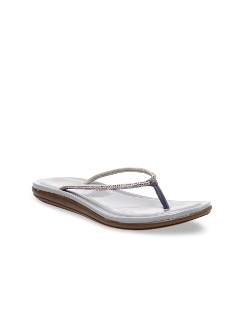 

Butterflies Women Grey Embellished PU Open Toe Flats