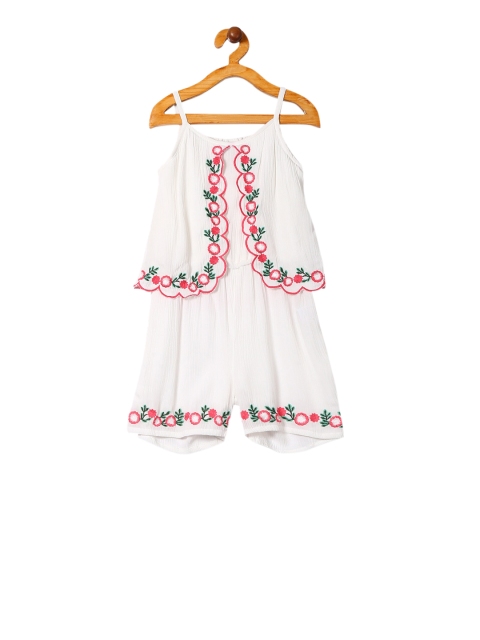 

Cherokee Girls White Girls Embroidered Layered Playsuit