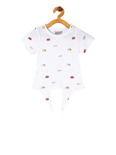 

Cherokee Girls White Printed Pure Cotton Top