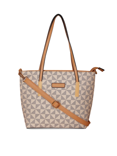 

GIORDANO Beige & Grey Printed Tote Bag