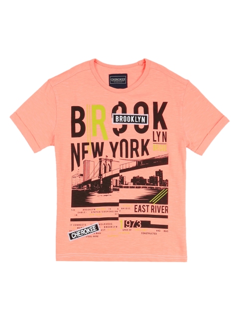 

Cherokee Boys Orange Printed Round Neck T-shirt