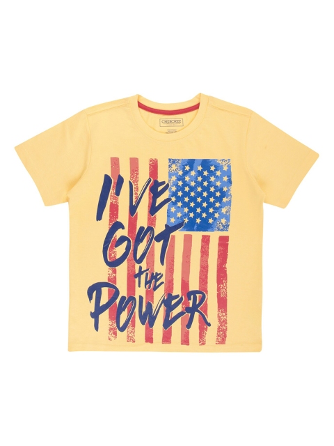 

Cherokee Boys Yellow Printed Round Neck T-shirt