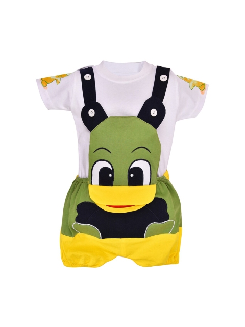 

Wish Karo Unisex Kids Green & White T-shirt with Shorts