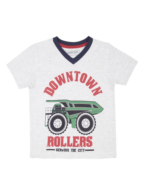 

Cherokee Boys Grey Printed V-Neck T-shirt