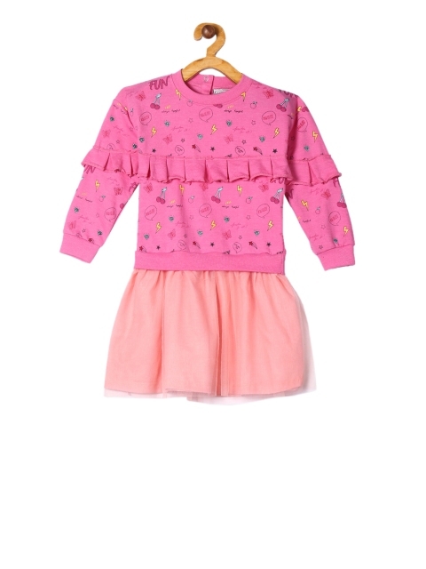

Cherokee Girls Pink Printed Drop-Waist Dress