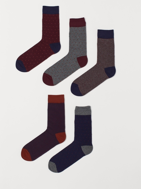 

H&M Men Multicoloured Patterned 5-Pack Socks, Multi