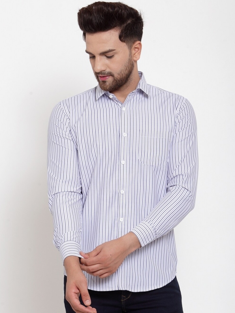 

JAINISH Men Grey & White Regular Fit Striped Casual Shirt