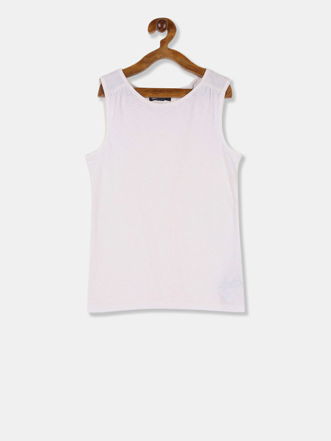 

GAP Girls Off-White Solid Jersey Tulip-Back Tank