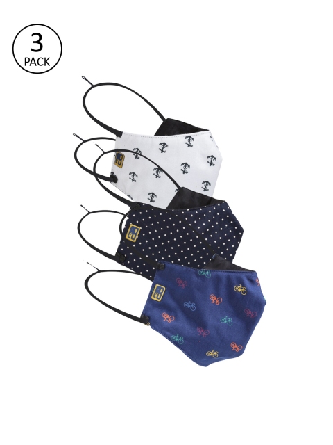 

Balista Unisex Multicoloured Pack of 3 Reusable 4-Ply Cotton Mask, Navy blue