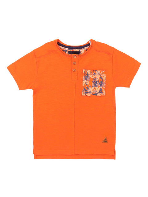 

Cherokee Boys Orange Solid Henley Neck T-shirt